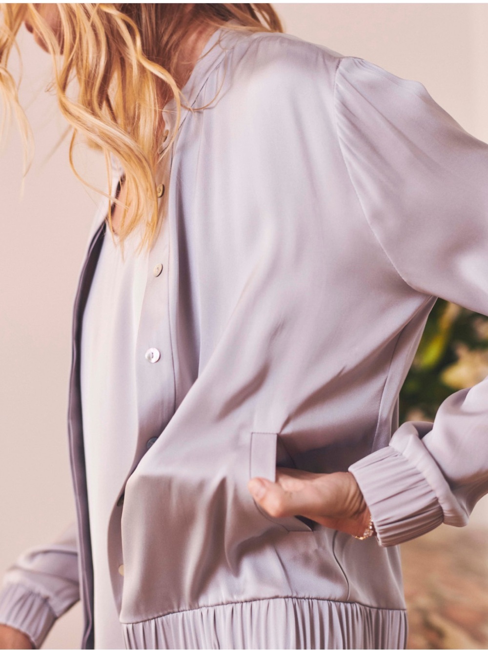 Nouvelle Silk95Five Silk Brooklyn Bomber Blouse Jacket M